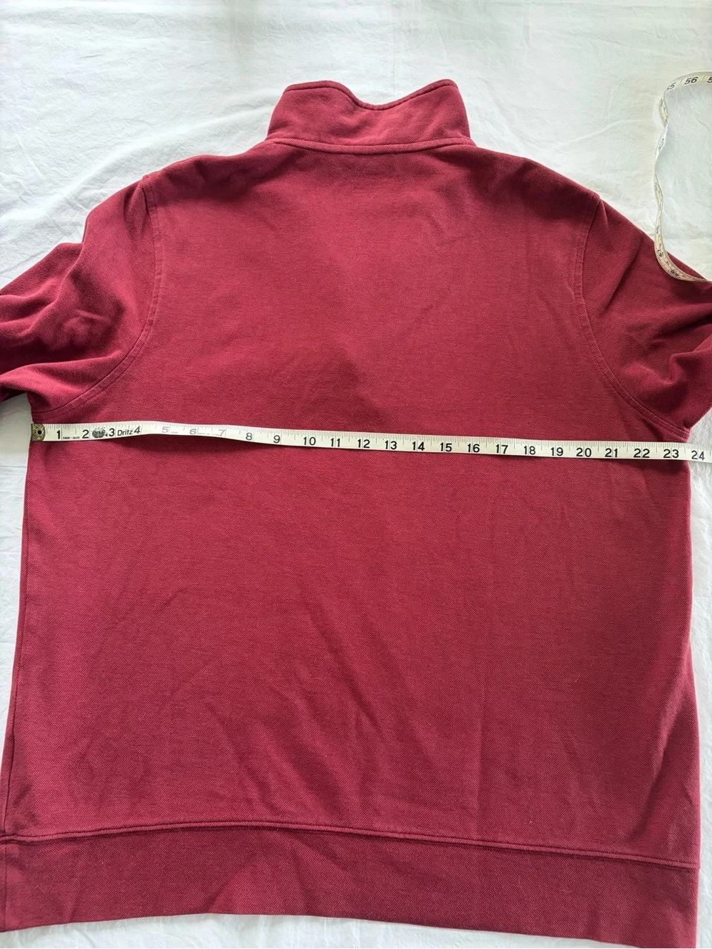 L.L. Bean Katahdin Logo Quarter Zip Pullover Large Reg Red Pique Traditional Fit